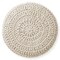 Pouf Ottoman Footstool, 13" Round x 11" High, Hand-Knitted Cotton Footrest, Non-Skid Wood Legs, Boho Foot Stool for Living Room, Bedroom